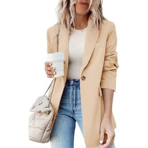 Cnkwei Womens Blazer for Work Casual Long Sleeve Lapel Collar Blazer Jackets with Pockets