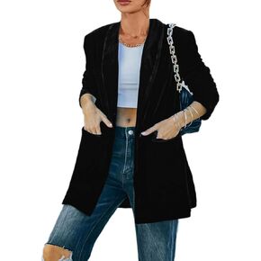 سترة MIRACMODA النسائية المخملية مفتوحة من الأمام ومريحة وملائمة للعمل والمكتب ملابس خارجية مع جيوب in Kuwait