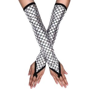 Yikisdy Fashion حورية البحر مقياس قفازات بدون أصابع قفاز طويل مقياس السمك أكمام أذرع تبريد زي حفلة الهذيان للنساء والفتيات in Kuwait