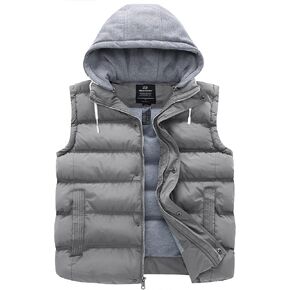 Wantdo Men's Big and Tall Puffer Vest Warm Winter Vest Quilted Sleeveless Winter Coat with Detachable Hood in Kuwait