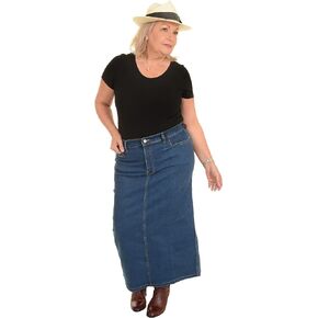 Ladies Light Blue Stonewash Stretch Denim Maxi Skirt Sizes 4 to 26, Length 35" in Saudi Arabia