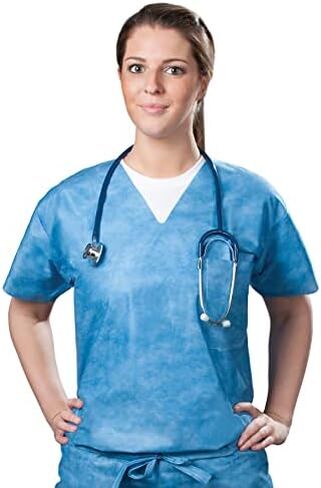 50 قطعة من قمصان ترونيكس متعددة الطبقات سبونبوند زرقاء للاستعمال مرة واحدة، قمصان للاستعمال مرة واحدة مع جيوب (متوسطة) in Kuwait