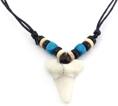 Scddboy Shark Tooth Necklace for Mens Beach Surfer Hawaiian Adjustable Cord Resin Necklace in Kuwait