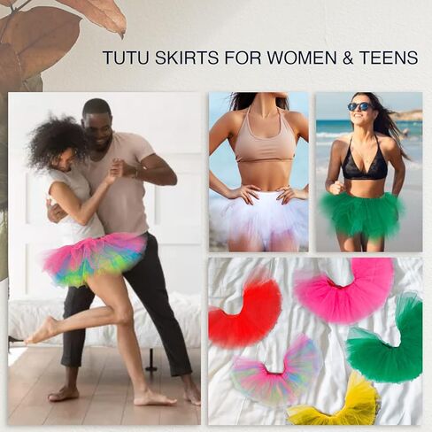 سينتوفاك تنورات قصيرة للنساء مرنة 6 طبقات تول توتو تنورة الكبار توتو التنانير هالوين تأثيري زي الجري in Kuwait