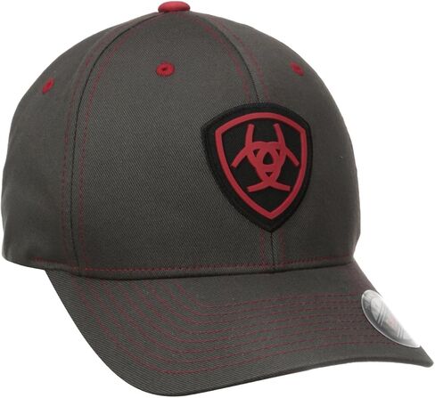 ARIAT Men's Gray Red Flex Fit Hat in Saudi Arabia