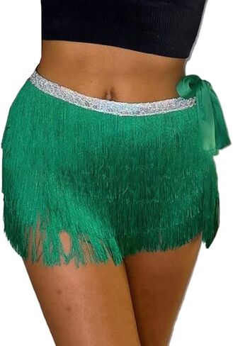 Victray تنانير الرقص النسائية للرقص الشرقي، تنورة الورك، تنورة بشراشيب، وشاح الورك، زي الحفلات على الشاطئ in Kuwait