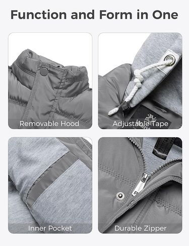 Wantdo Men's Big and Tall Puffer Vest Warm Winter Vest Quilted Sleeveless Winter Coat with Detachable Hood in Kuwait