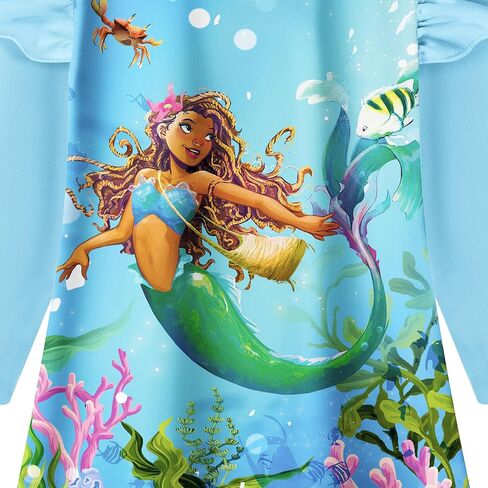 فستان حورية البحر للفتيات الصغيرات 2023 فساتين كرتونية للأميرة الصغيرة ابحث عن صوتك ملابس جرافيك ثلاثية الأبعاد هدية عيد ميلاد in Kuwait