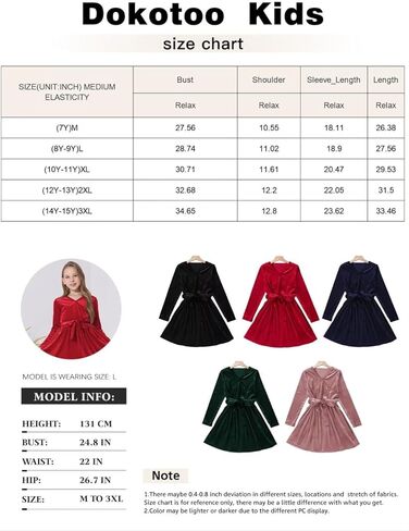 فستان DOKOTOO KIDS للفتيات برقبة على شكل حرف V وأكمام طويلة للحفلات مزين بالترتر مع حزام in Kuwait