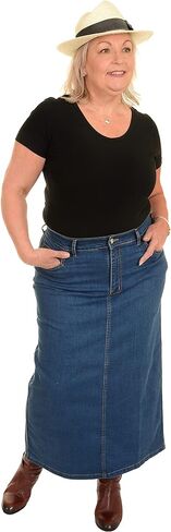 Ladies Light Blue Stonewash Stretch Denim Maxi Skirt Sizes 4 to 26, Length 35" in Saudi Arabia