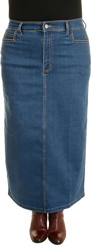 Ladies Light Blue Stonewash Stretch Denim Maxi Skirt Sizes 4 to 26, Length 35" in Saudi Arabia