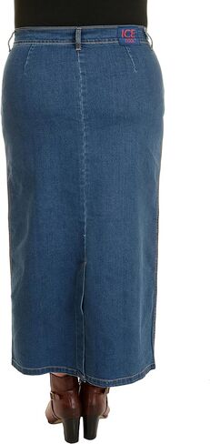 Ladies Light Blue Stonewash Stretch Denim Maxi Skirt Sizes 4 to 26, Length 35" in Saudi Arabia