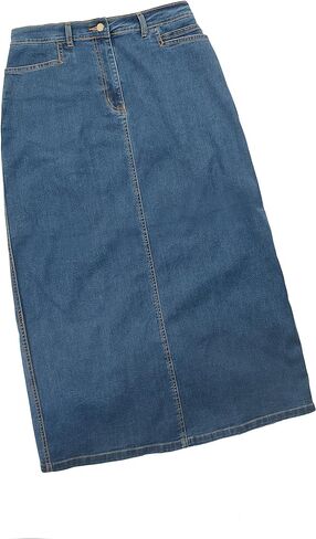 Ladies Light Blue Stonewash Stretch Denim Maxi Skirt Sizes 4 to 26, Length 35" in Saudi Arabia