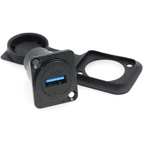 SZRMCC USB 3.0 Panel Mount Connector USB Female Socket Waterproof Round Cable Coupler Pass Through Connector Extension Adapter with Dust Cap (Round 1pcs, Black) in Kuwait