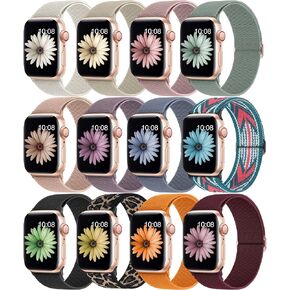 12 Pack Stretchy Solo Loop Bands Compatible with Apple Watch Band 38mm 40mm 41mm 42mm 44mm 45mm 49mm Women Men,Elastic Nylon Braided Sport Strap iWacth Bands for iWatch SE Series 8 7 6 5 4 3 2 1 Ultra in Kuwait