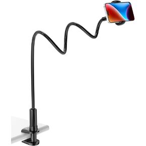 Tryone Gooseneck Phone Holder Stand for Bed Flexible Arm Adjustable Cell Phones Mount Clamp on Desk Bedframe Compatible with iPhone 14 Pro Max 13 12 11 X SE Series/Samsung S22 or Other 4"-7" Devices