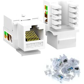 BASGI 90° RJ45 Keystone Jack، متوافق مع Cat5/Cat6، 10 عبوات Cat6 Keystone Jacks - أبيض in Kuwait
