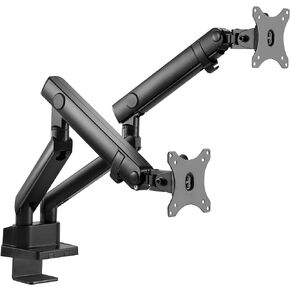 SIIG Aluminum Mechanical Dual Monitor Arm Mount - Height Adjustable Desk Mount for 17in to 32in Screens - 17.6lbs Each Arm - VESA 75x75mm 100x100mm, Black in Saudi Arabia