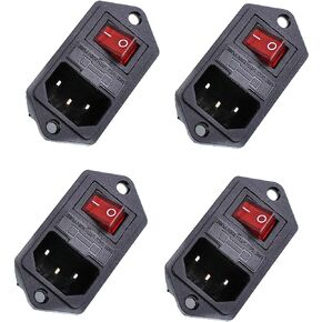 Oiyagai 4pcs IEC320 C14 Inlet Module Connector Fuse Switch Male Power Socket w Switch AC 250V 10A (Green)