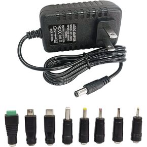 MTYTOT 12V 1.5A 1500mA Power Supply Adapter 100-240V AC to DC 12Volt Transformers Switching Power Supply with 8Tips 5.5x2.5mm/2.1mm 4.0x1.7mm 3.5x1.35mm 3.0x1.1mm 2.5x0.7mm Micro-USB Type-C in Kuwait