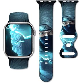 Anime Watch Band Compatible with Apple Watch Bands 38mm 40mm 41mm 42mm 44mm 45mm 49mm, Cartoon Cute Soft Silicone Replacement Sport Strap Compatible for iWatch Series 8,7,6,5,4,3,2,1,SE in Kuwait