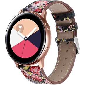 Compatible with Samsung Galaxy Watch 5 Band 40mm 44mm/Galaxy Watch 5 Pro/Galaxy Watch 3 41mm/Galaxy Watch Active 2 Band Leather,20mm Replacement Strap Band Compatible with Galaxy Watch Active 2(Leather Black)