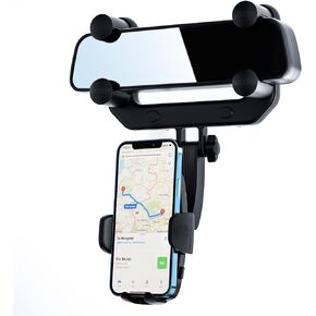 حامل موبايل لمراة الرؤية الخلفية للسيارة، حامل موبايل للسيارة قابل للدوران 360 درجة سهل التشغيل متوافق مع ايفون وسامسونج وال جي وجميع الهواتف الذكية in Kuwait