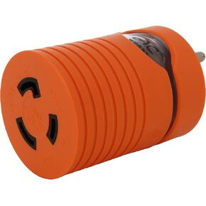 AC WORKS Locking Adapter Household 15Amp 5-15P Plug to Locking 20Amp L5-20R Female Connector (Compact)