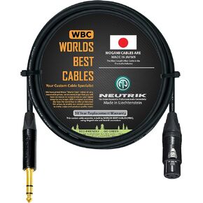 3 Foot - Quad Balanced Patch Cable Custom Made by WORLDS BEST CABLES – Using Mogami 2534 Wire and Neutrik NC3FXX-B Female XLR & NP3X-B TRS Stereo Phone Plug. in Saudi Arabia