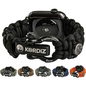 KORDIZ Survivor - Paracord Apple Watch Band Compatible with Apple Watch Series Ultra & 9/8/7/6/5/4/3/2/1/SE - 49 mm 45mm 44mm 42mm - with Stainless Steel Adjustable Shackle in Kuwait