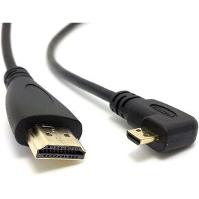 كابل CY Micro HDMI بزاوية يسارية 90 درجة إلى HDMI Male HDTV للهاتف الخلوي والكمبيوتر اللوحي والكاميرا (1.5 متر، بزاوية يسارية)