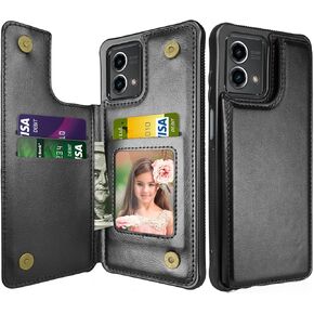 Njjex For Motorola Moto G Stylus 2023 5G Wallet Case with Card Holder, PU Leather Credit Card Slots Slim Protective Folio Flip Case TPU Frame Bumper Magnetic Closure Cover for G Stylus 2023 5G [Black]