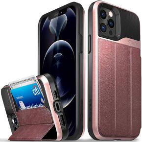 حافظة محفظة VENA vCommute متوافقة مع هاتف Apple iPhone 12 / iPhone 12 Pro (6.1 بوصة)، (حماية من السقوط من الدرجة العسكرية) غطاء جلدي قابل للطي مع مسند - أزرق