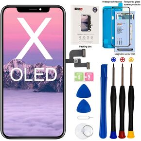 EFAITHFIX for iPhone X Screen Replacement OLED [NOT LCD] 5.8 Inch Display Digitizer 3D Touch Screen Frame Assembly with Repair Tools Kit Waterproof Adhesive Tempered Glass for Model A1865/A1901/A1902