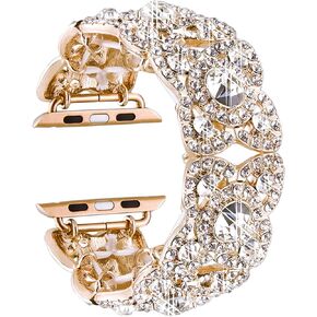 أساور VIQIV Bling متوافقة مع ساعة Apple 38 مم 40 مم 42 مم 44 مم 41 مم 45 مم 49 مم سلسلة Iwatch 9 8 7 6 5 4 3 2، الماس حجر الراين الفولاذ المقاوم للصدأ سوار معصم معدني للنساء in Kuwait