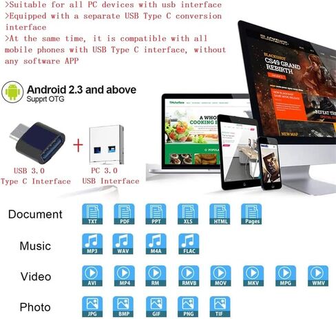 ذاكرة فلاش USB 3.0 بسعة 512GB مع سلسلة مفاتيح مزدوجة USB لالتقاط الصور للهواتف الذكية والكمبيوتر والتابلت وتخزين بيانات الكمبيوتر (512G) in Kuwait