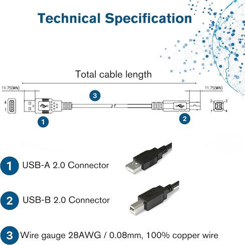 C2G كيبل USB 2.0، كيبل USB A الى B، 3.28 قدم (1 متر)، اسود، كيبلات تو جو 28101 in Saudi Arabia