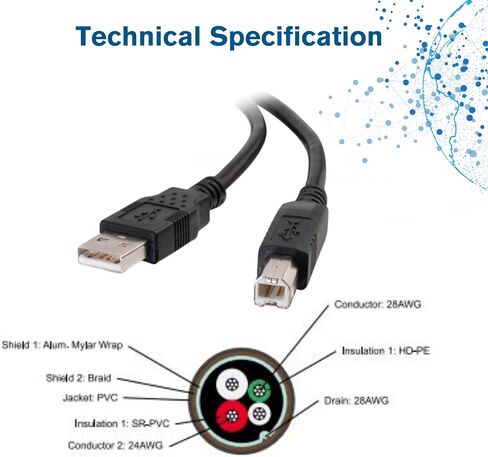 C2G كيبل USB 2.0، كيبل USB A الى B، 3.28 قدم (1 متر)، اسود، كيبلات تو جو 28101 in Saudi Arabia
