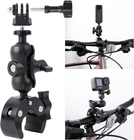 Metal Camera Bike Clamp Mount Motorcycle Handlebar Holder for Insta360 X2 X3 GO3 ONE RS，GoPro Hero 12 11 10 9 8 7 6 5 Max and Other Action Cameras in Saudi Arabia