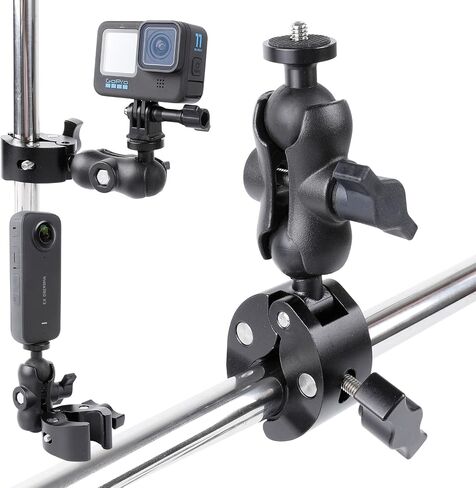 Metal Camera Bike Clamp Mount Motorcycle Handlebar Holder for Insta360 X2 X3 GO3 ONE RS，GoPro Hero 12 11 10 9 8 7 6 5 Max and Other Action Cameras in Saudi Arabia