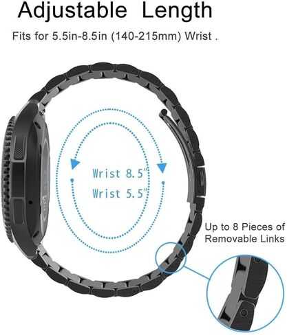 Shangpule متوافق مع نطاقات Gear S3، وساعة Galaxy Watch 3 مقاس 45 مم، وساعة Galaxy Watch مقاس 46 مم، وسوار معدني بديل من الفولاذ المقاوم للصدأ مقاس 22 مم (أزرق) in Kuwait