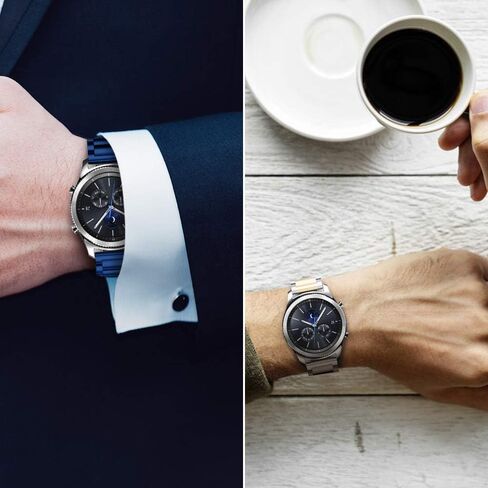 Shangpule متوافق مع نطاقات Gear S3، وساعة Galaxy Watch 3 مقاس 45 مم، وساعة Galaxy Watch مقاس 46 مم، وسوار معدني بديل من الفولاذ المقاوم للصدأ مقاس 22 مم (أزرق) in Kuwait