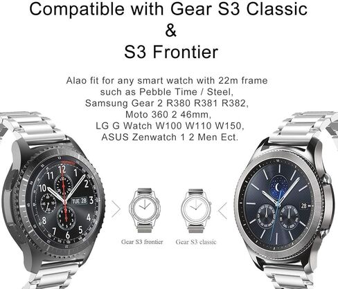 Shangpule متوافق مع نطاقات Gear S3، وساعة Galaxy Watch 3 مقاس 45 مم، وساعة Galaxy Watch مقاس 46 مم، وسوار معدني بديل من الفولاذ المقاوم للصدأ مقاس 22 مم (أزرق) in Kuwait