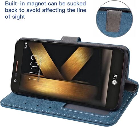 Compatible with LG K20/K20 Plus/K20 V/Harmony/V5/K10 2017/Grace LTE Wallet Case and Tempered Glass Screen Protector Flip Credit Card Holder Stand Cell Phone Cover for LGK20V K20V K 20 20K K20+ Blue in Kuwait