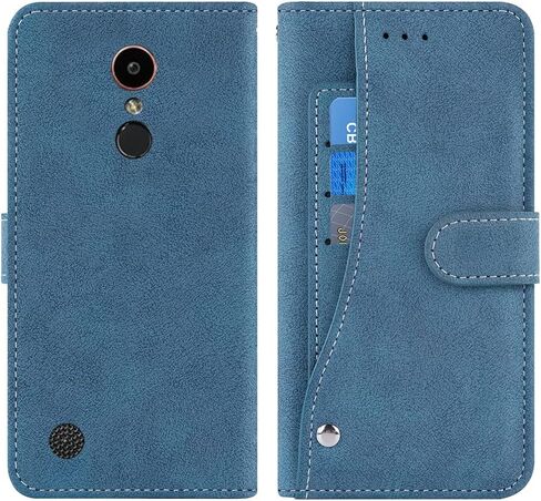 Compatible with LG K20/K20 Plus/K20 V/Harmony/V5/K10 2017/Grace LTE Wallet Case and Tempered Glass Screen Protector Flip Credit Card Holder Stand Cell Phone Cover for LGK20V K20V K 20 20K K20+ Blue in Kuwait