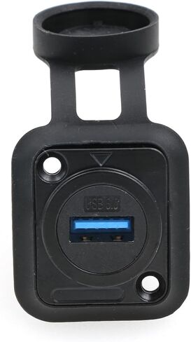 SZRMCC USB 3.0 Panel Mount Connector USB Female Socket Waterproof Round Cable Coupler Pass Through Connector Extension Adapter with Dust Cap (Round 1pcs, Black) in Kuwait