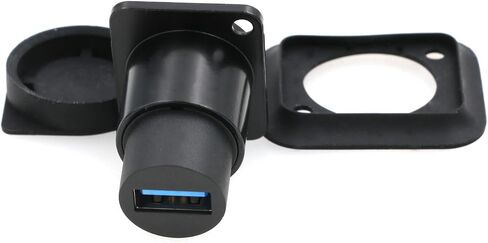 SZRMCC USB 3.0 Panel Mount Connector USB Female Socket Waterproof Round Cable Coupler Pass Through Connector Extension Adapter with Dust Cap (Round 1pcs, Black) in Kuwait