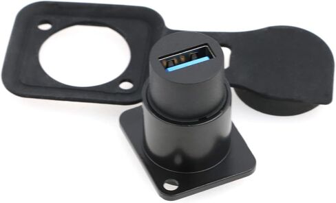 SZRMCC USB 3.0 Panel Mount Connector USB Female Socket Waterproof Round Cable Coupler Pass Through Connector Extension Adapter with Dust Cap (Round 1pcs, Black) in Kuwait