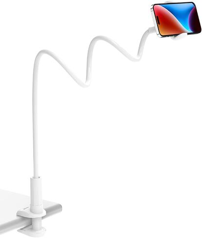 Tryone Gooseneck Phone Holder Hands-Free for Phone Viewing Or Recording, Adjustable Stable Metal Cell Stand Mount for Desk Table Bed, Soporte para Celular, Fits 4-7 Phones Including iPhone - Black in Kuwait