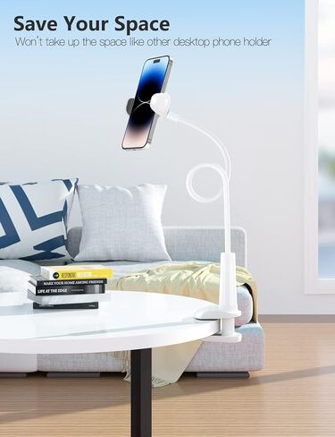 Tryone Gooseneck Phone Holder Hands-Free for Phone Viewing Or Recording, Adjustable Stable Metal Cell Stand Mount for Desk Table Bed, Soporte para Celular, Fits 4-7 Phones Including iPhone - Black in Kuwait